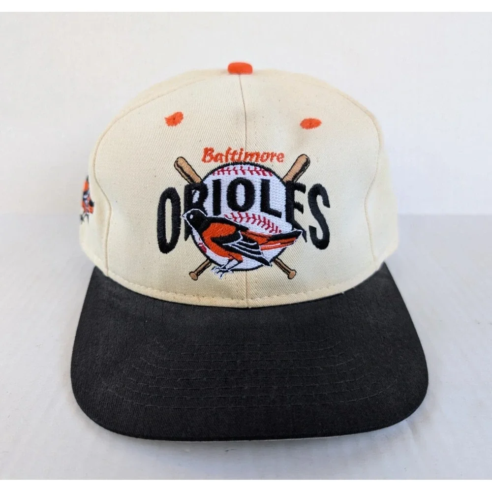 Vintage Baltimore Orioles Hat #1 Apparel New Era Snapback 2 Bat Logo MLB‎ 90s